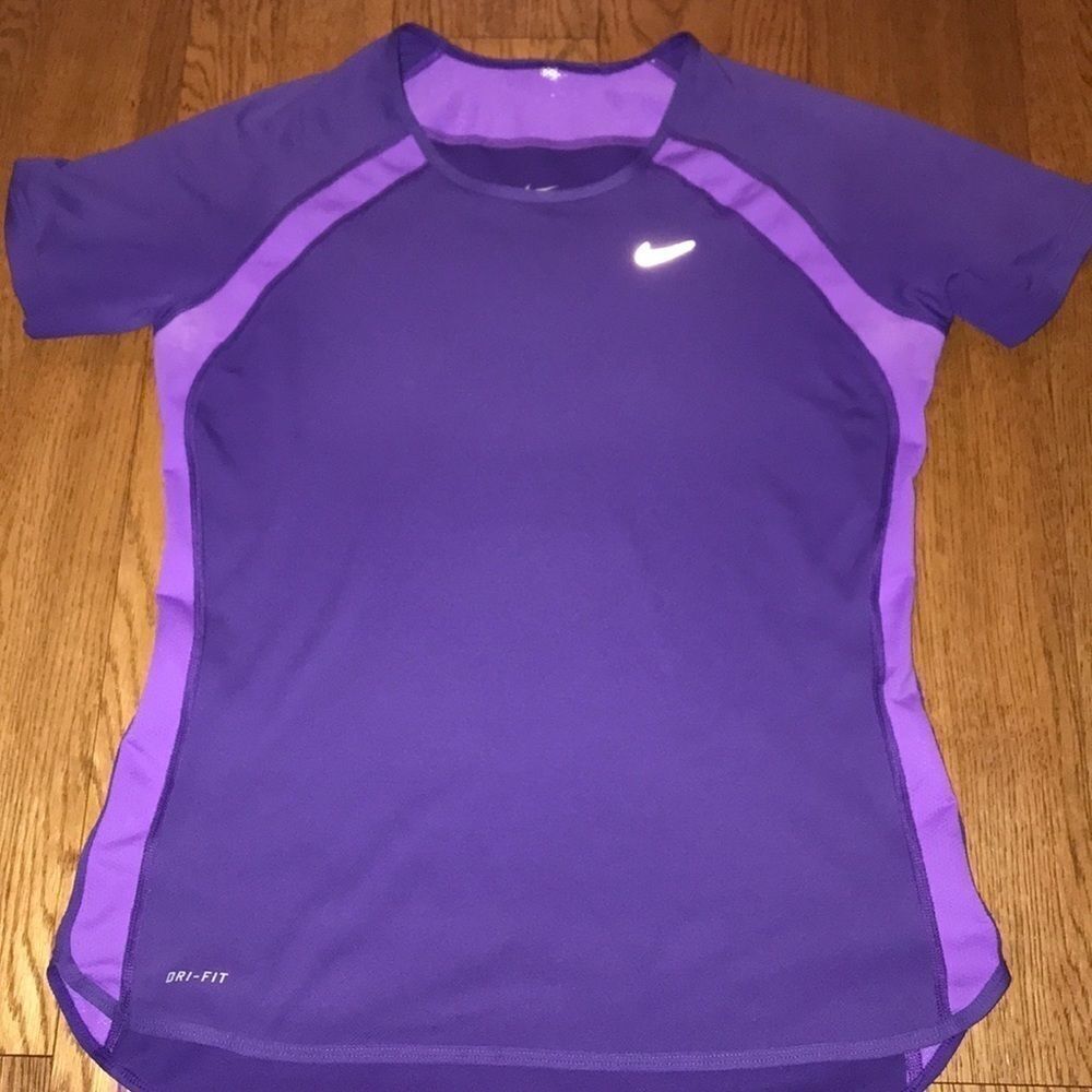 Nike Dri-fit Women's Short Sleeve Athletic Purple Ombre Top Size M